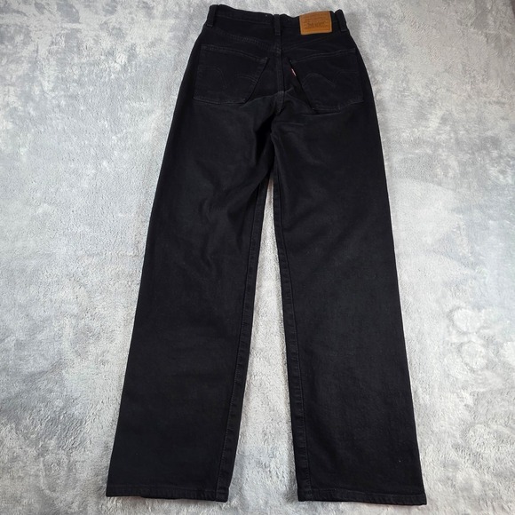 Levi's Premium Women 25 Black Ribcage Straight Ankle Jeans High Rise Pants - Picture 10 of 12